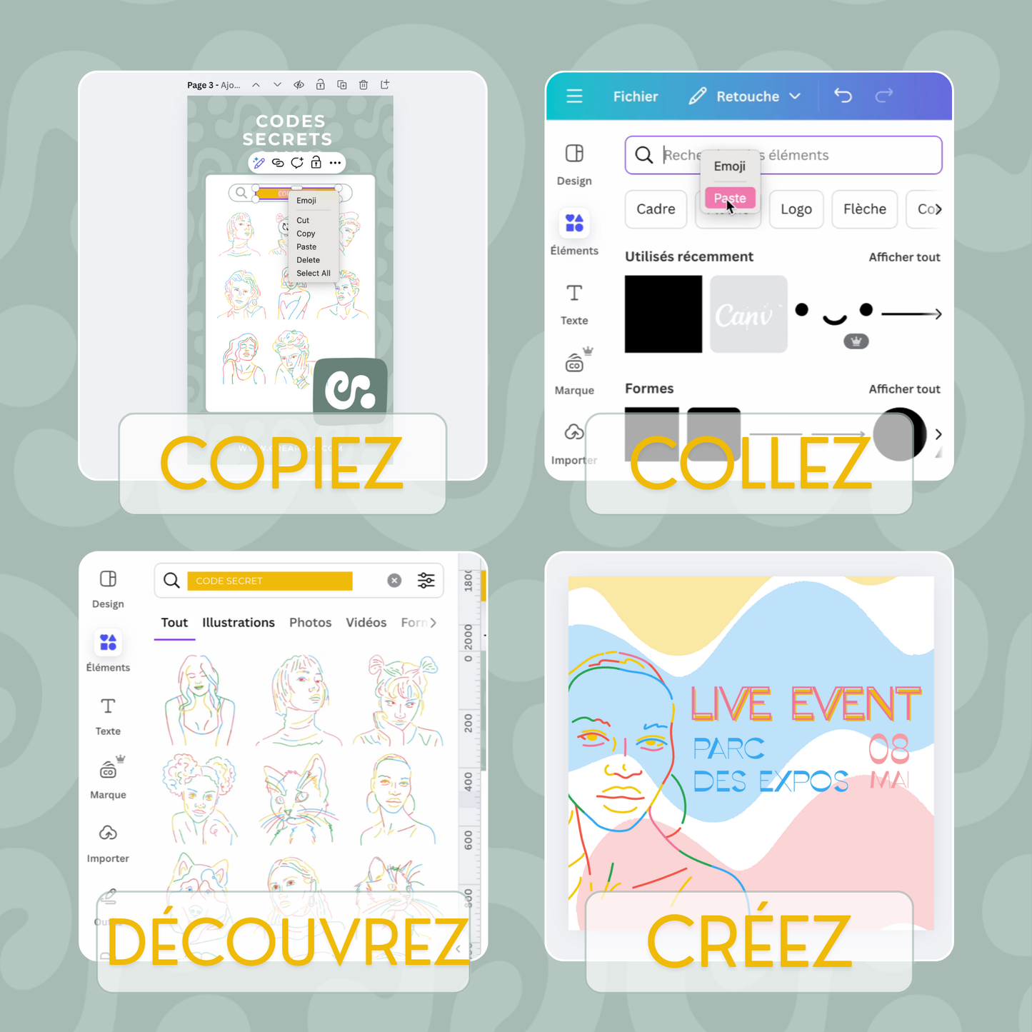 +100 codes secrets Canva